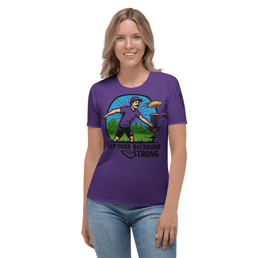 Fancy Lads Women's Purple T-shirt "Keep Your Backhand Strong" product image (4)
