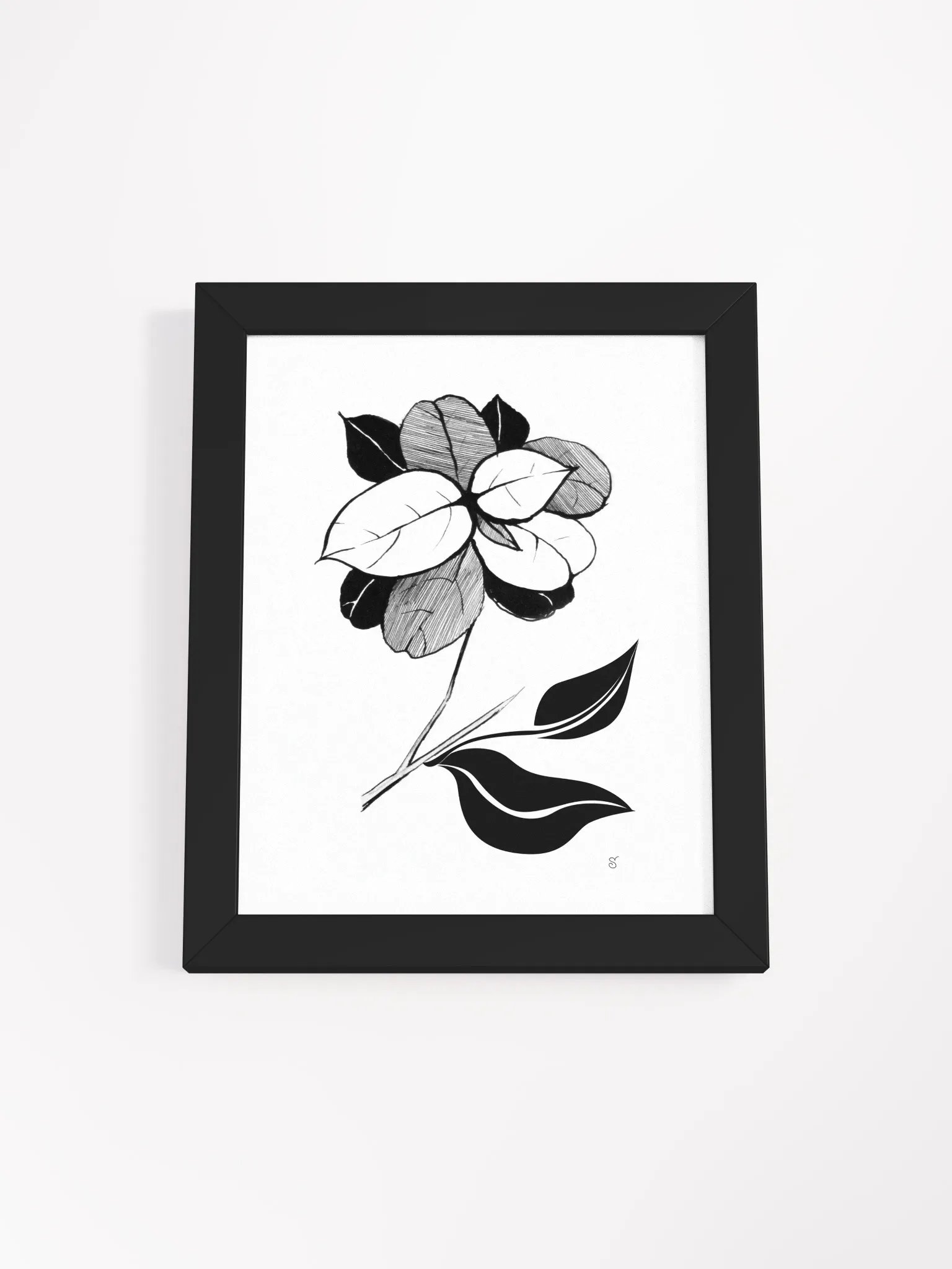 Monochrome Blossom Framed Poster - Stylish Leaves product image (3)