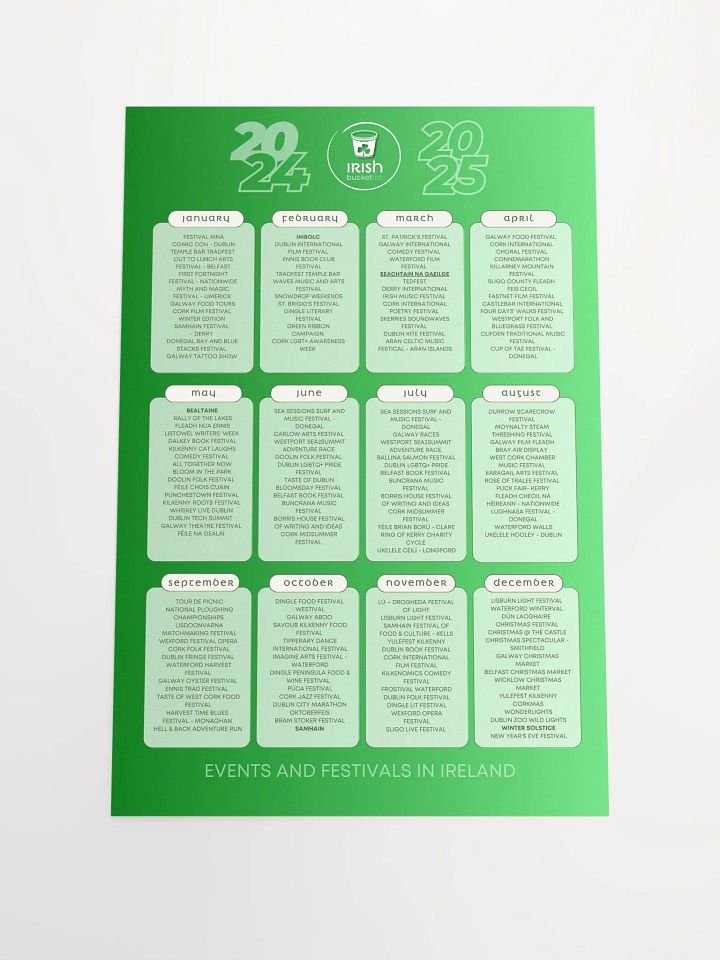 Irish Bucket List Calendar of Events and Festivals 2025 - Premium Matte Poster product image (2)