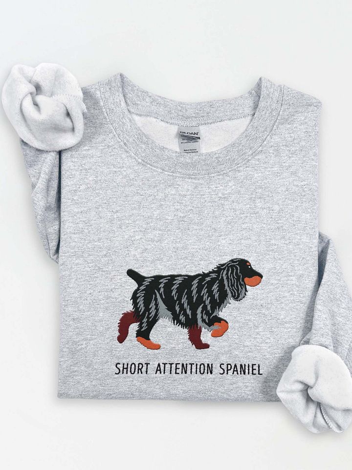 Short Attention Spaniel Sweatshirt (Embroidered) of a Cocker Spaniel(Black & Tan) product image (1)
