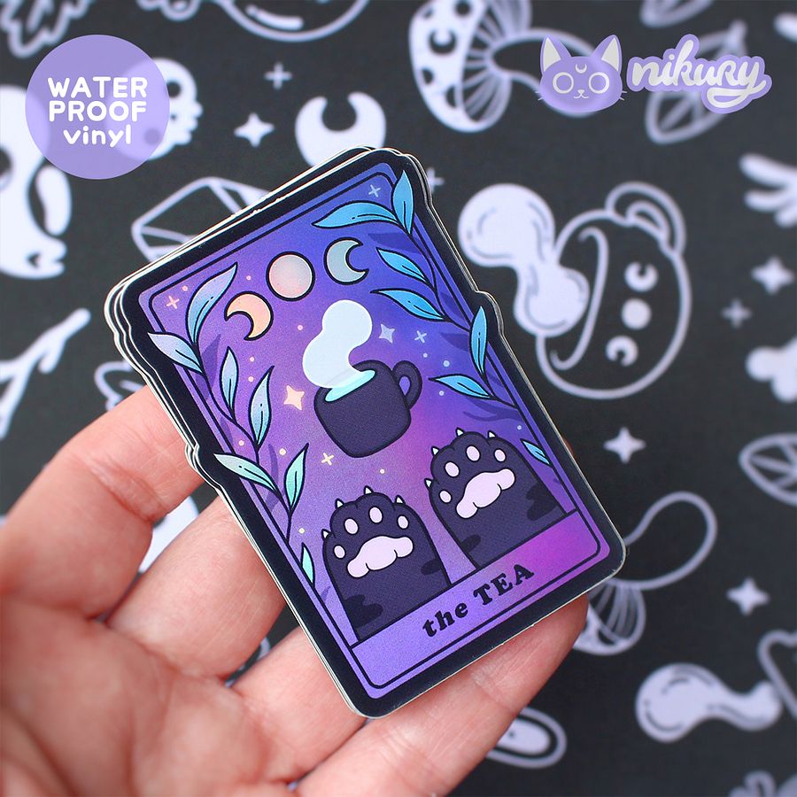 Holographic The Tea Cat Tarot Sticker product image (3)