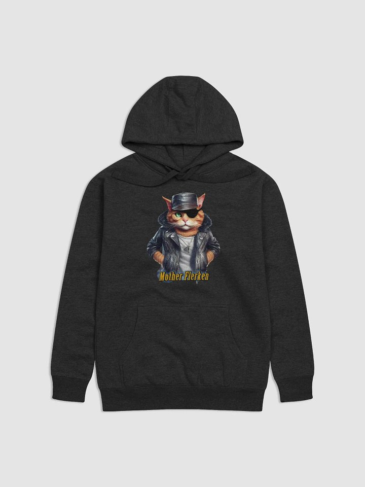 Mother Flerken cat wearing a black leather jacket with a cap Hoodie product image (1)