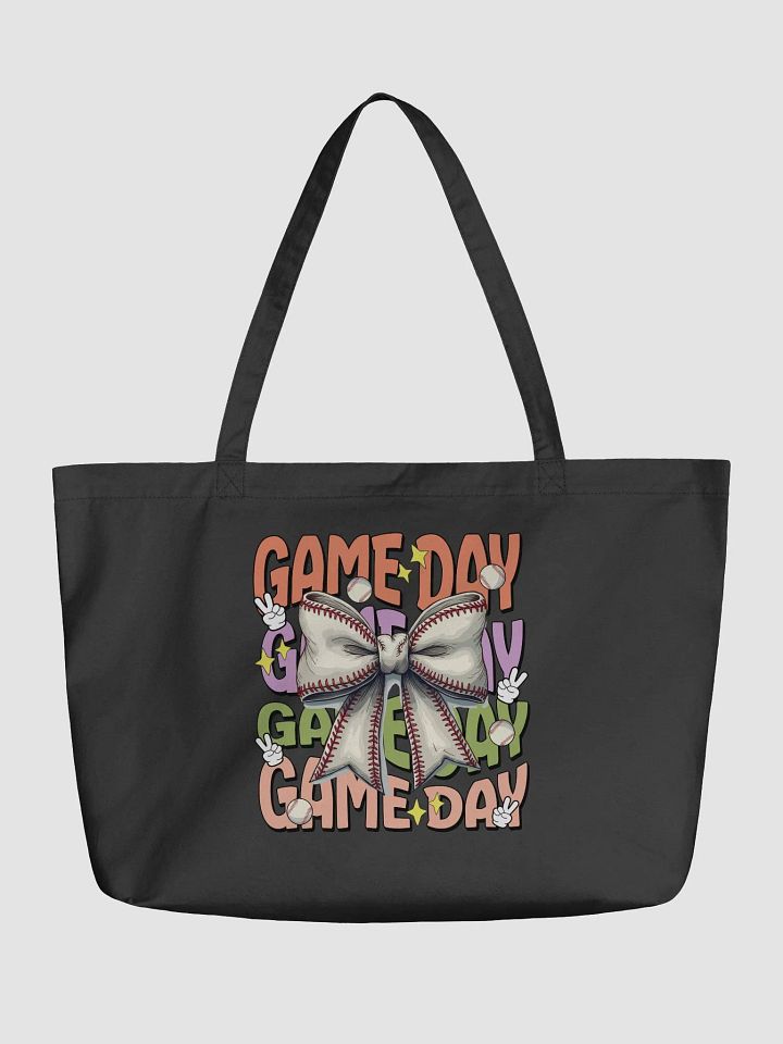 Game Day Bow Baseball Celebration Organic Tote product image (2)