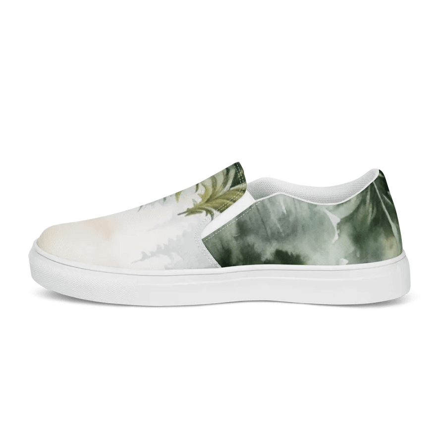 Men's Slip-On Canvas Shoes with Watercolor Spruce Forest Design product image (9)