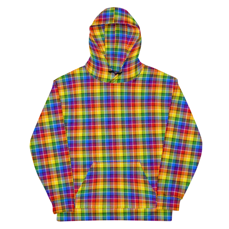 Bright Rainbow Plaid Hoodie product image (6)