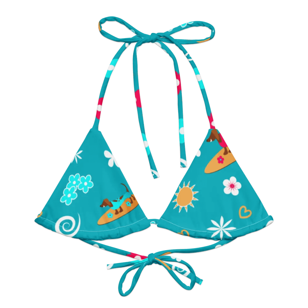 Surfing Dachshund Pattern String Bikini Top product image (1)
