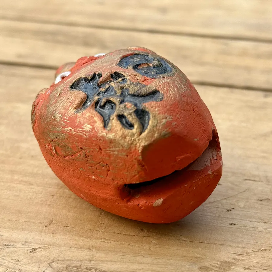 🎎 Japan Antique Oni Bell of Good Fortune - Mid-Showa Era Ceramic Charm product image (2)