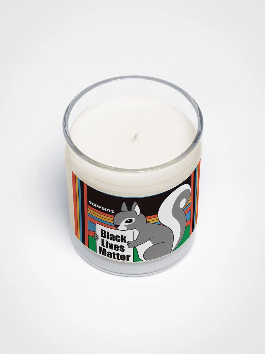 Slow Burning Candle: BLM Clean Lines, colorful background, pooky holding BLM sign product image (3)