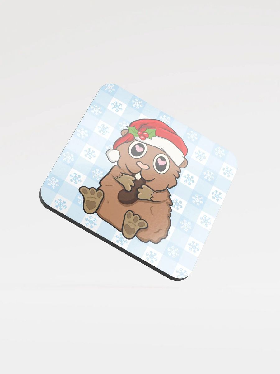 Christmas Guinea Pig Coaster (On Blue) product image (1)