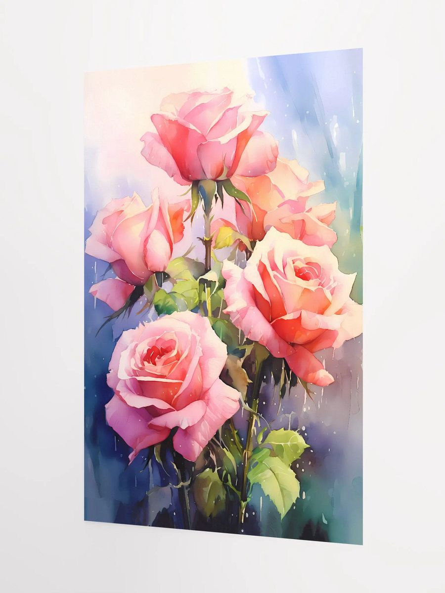 Elegant Watercolor Pink Roses: Romantic Floral Art Matte Poster product image (5)