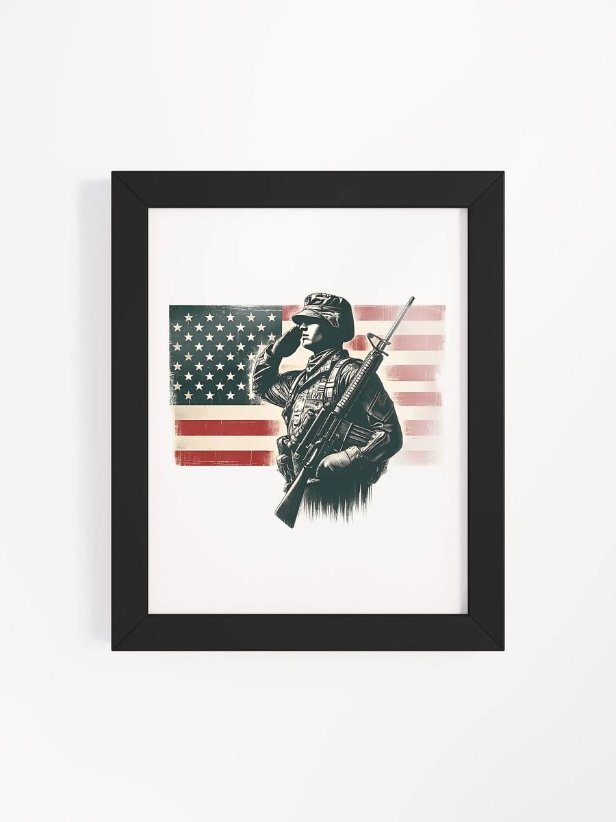 Saluting Soldier - Proud USA Patriotic Tribute Vintage Framed Poster product image (37)