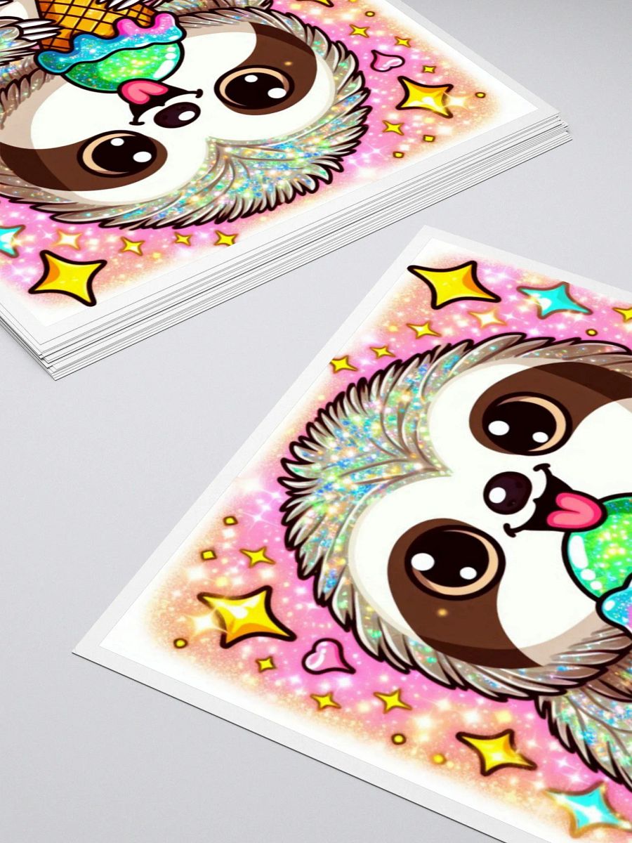 Glittery Ice Cream Sloth Sticker – Adorable 3" Kawaii Sloth Art for Notebooks, Laptops & More product image (4)