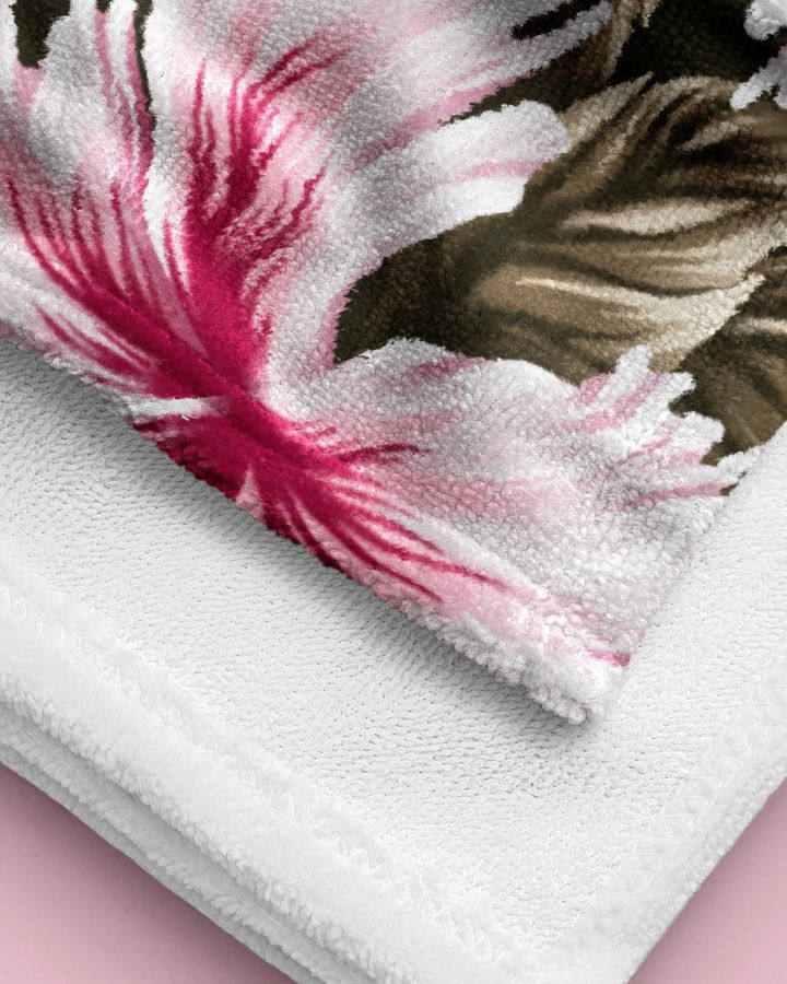 Beach Towel - Hibiscus & Butterflies / Light Pink & Khaki product image (2)