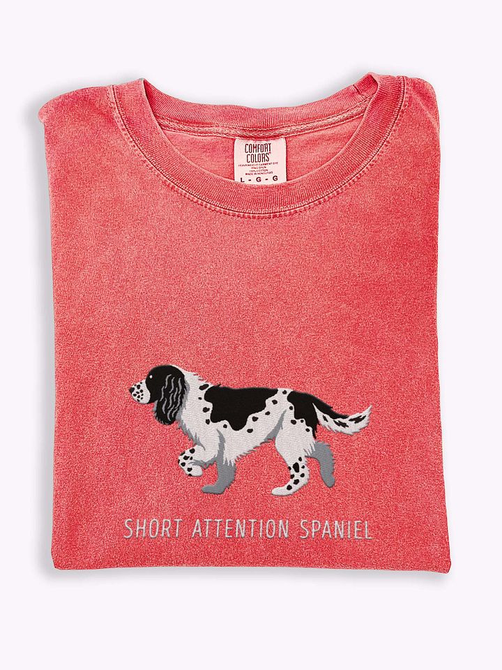 Short Attention Spaniel T-Shirt(Embroidered) of a Springer Spaniel(Black) product image (1)