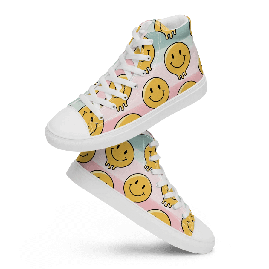 'Happy Face' Women's Handmade High Top Canvas Shoes product image (12)