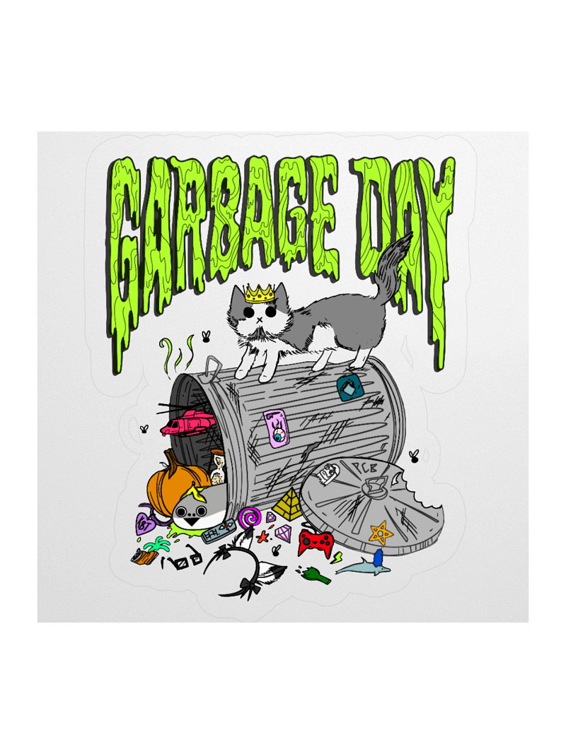 garbage day kisscut sticker