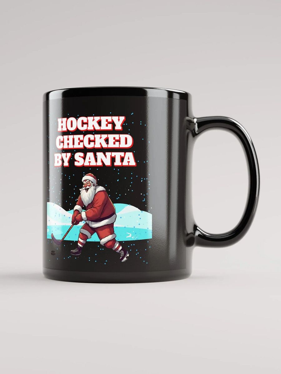 Hockey Checked By Santa Christmas Black Mug product image (1)