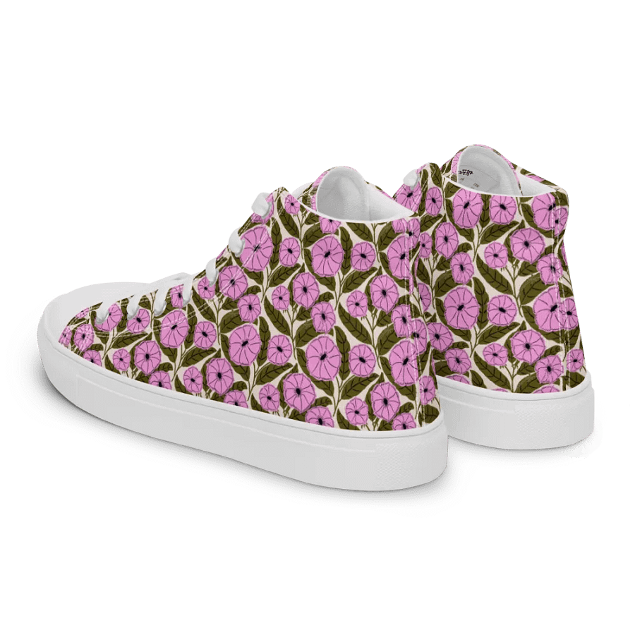 Dipladenia Dreams - Pink and Green - Women High Top Canvas Shoes product image (7)
