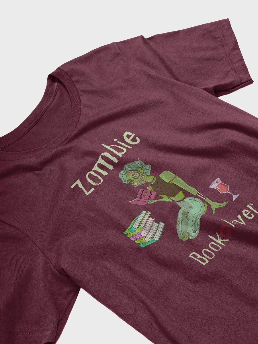 Zombie Book Lover Maroon T-shirt product image (3)