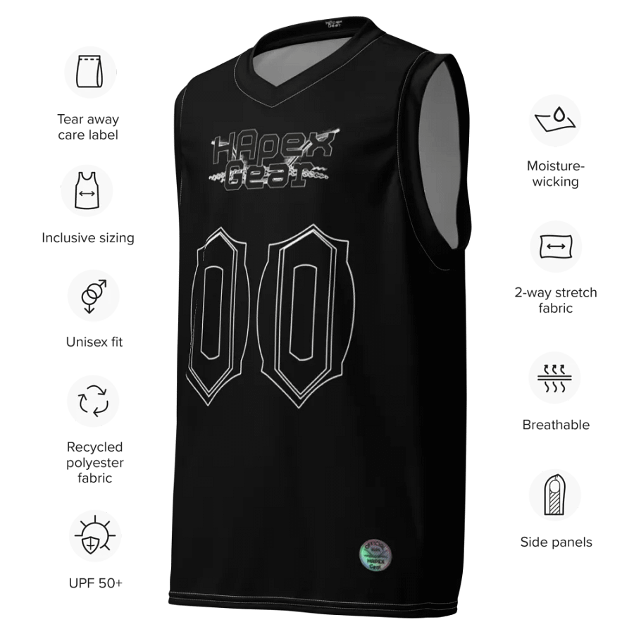 Freaky Hoody - Black - Recycled Unisex Basketball Jersey - Black HApex Gear Black Logo product image (7)