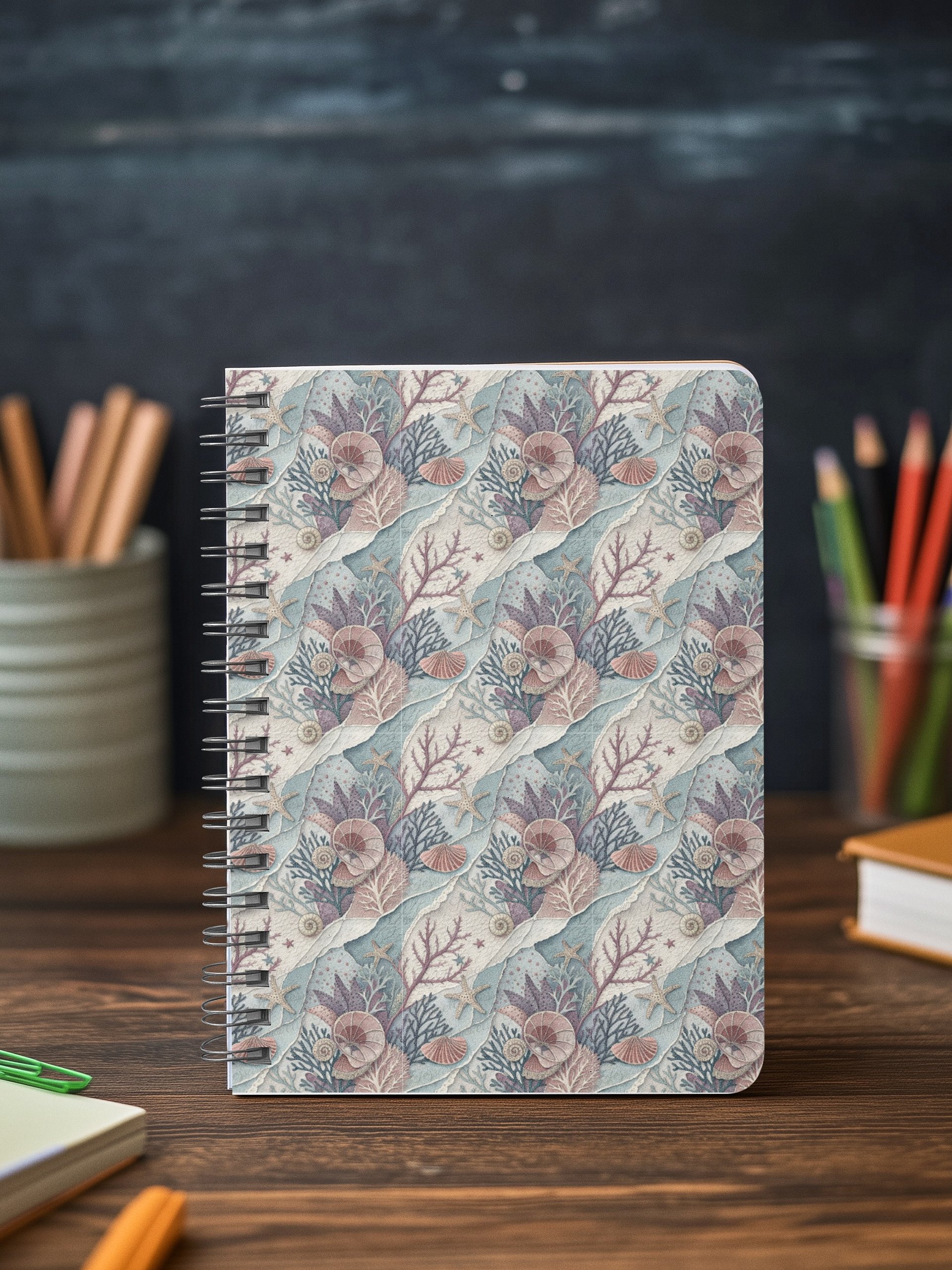 Coastal Watercolor Sealife Collage Digital Paper Bundle product image (3)