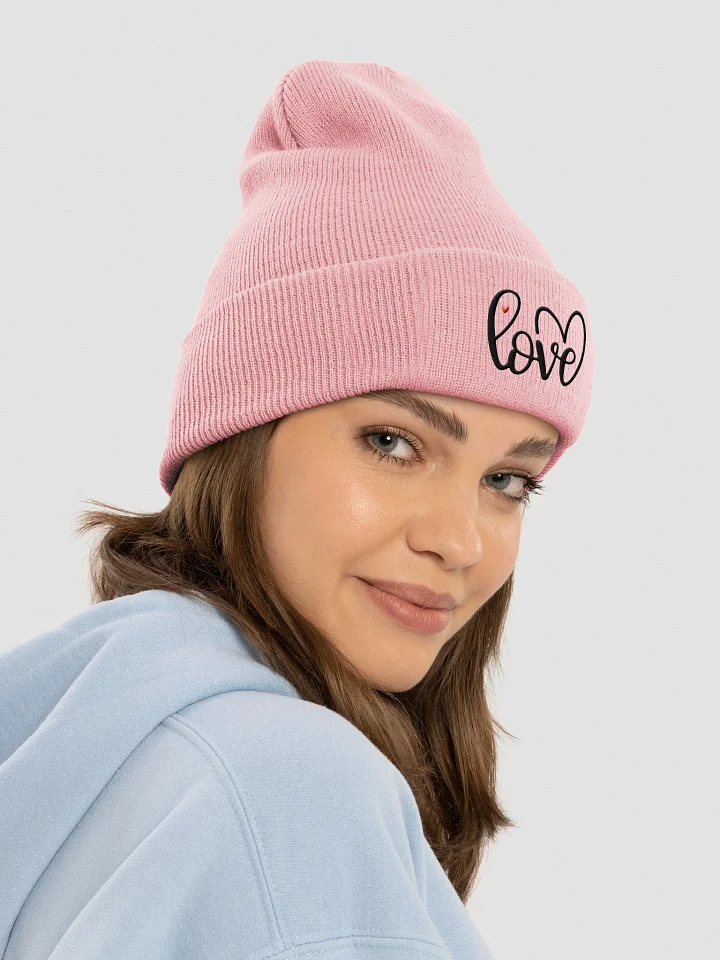 Love Script Design Cuffed Beanie product image (2)
