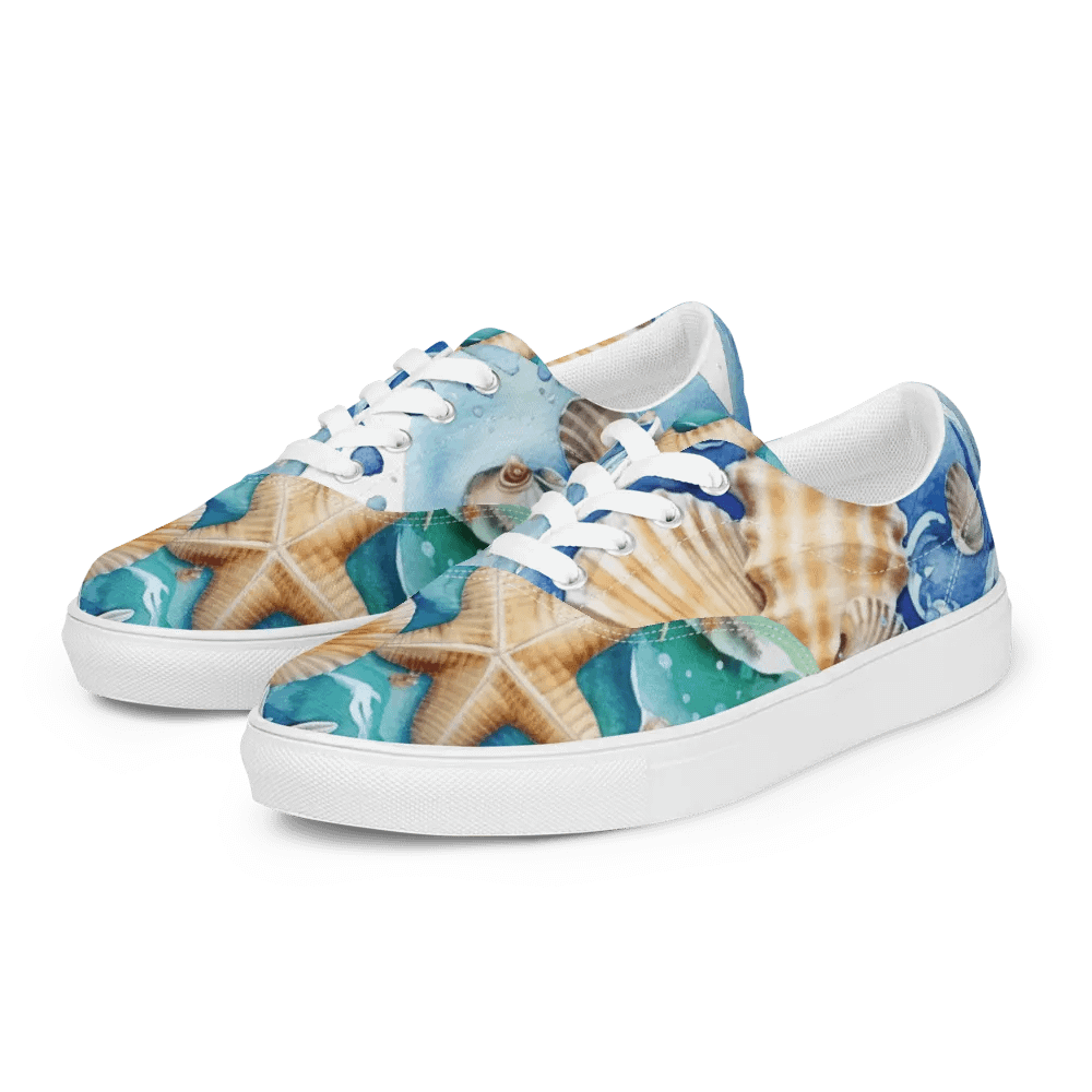 Marine Life Delight Lace-Up Canvas Shoes product image (3)
