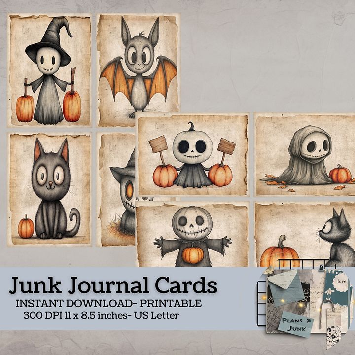 Spooky Halloween - Printable Journal Cards V7 product image (1)