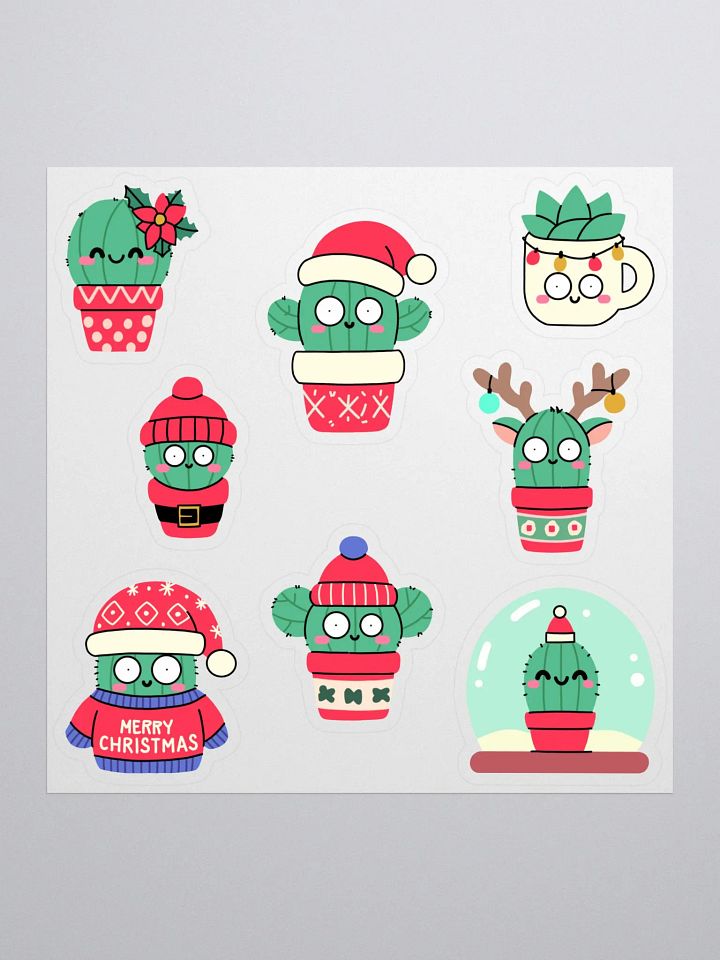 Festive Christmas Cactus Sticker Sheet – Cute, Hand-Drawn Cacti for Planners, Journals, and Holiday Crafts product image (1)