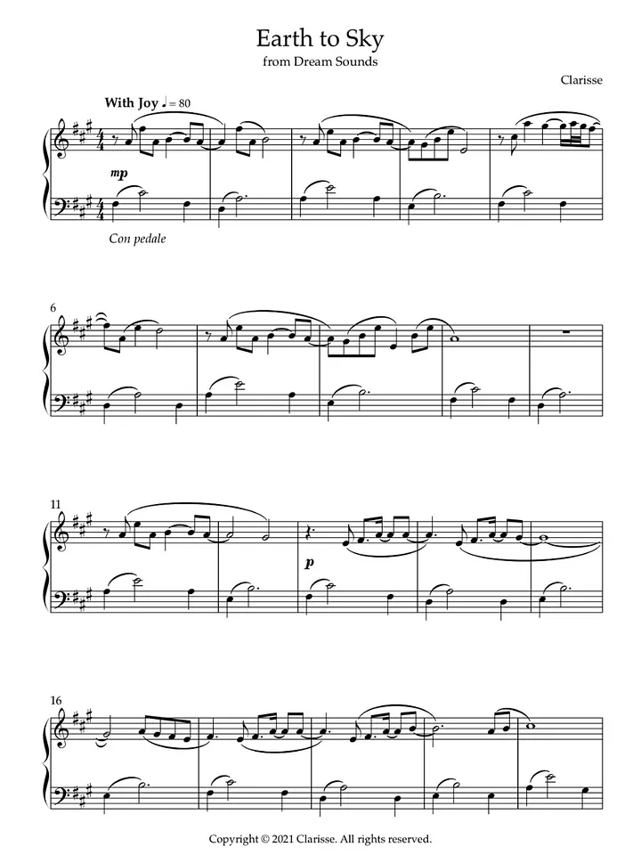 Earth to Sky - Sheet Music product image (1)
