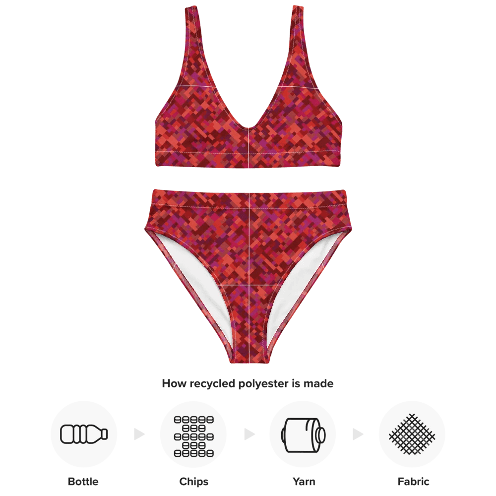 Colorful Mosaic Pattern Design High Waisted Bikini - v3 product image (4)