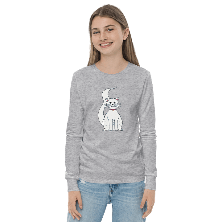 White Cat (art by Dina R.) akril painting picture - Youth Long Sleeve T-Shirt product image (9)