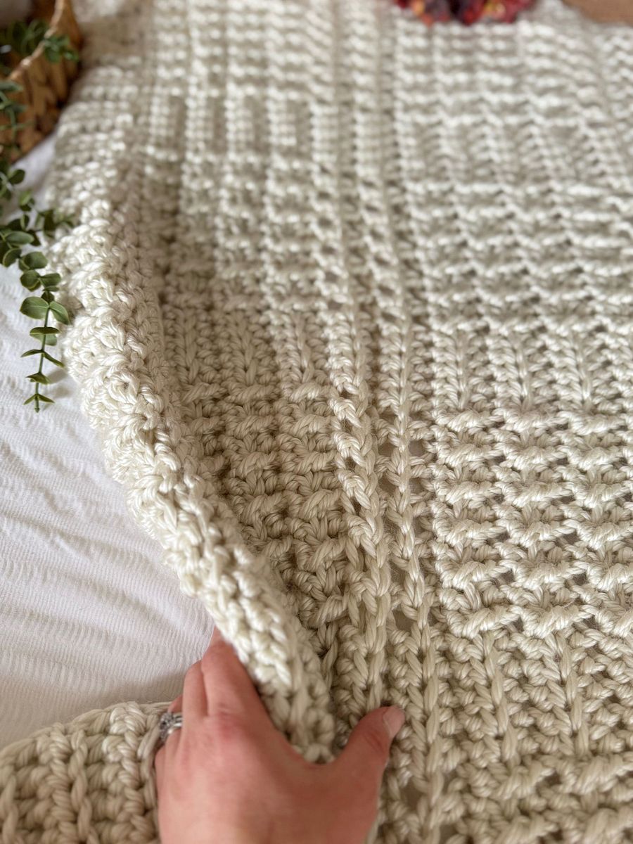 Silver Squares Thick Crochet Blanket Pattern | Quick, Easy Bulky Blanket PDF product image (8)