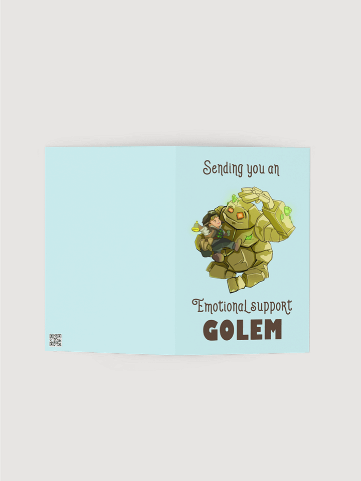 Emotional Support Golem & Alchemist greeting card, cute gift for RPG players, fantasy fiction lovers, scientists, and chemists product image (2)