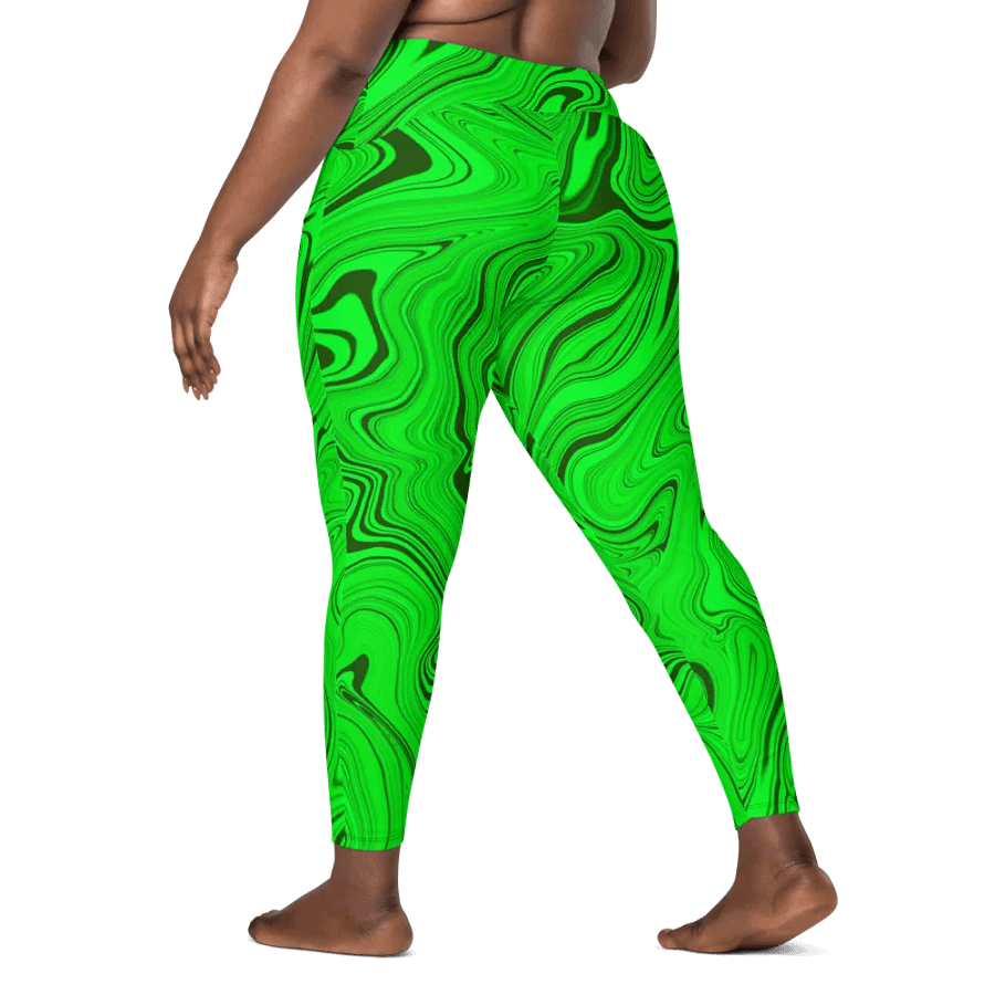 Leggings with Pockets - Green Liquid Swirls product image (9)