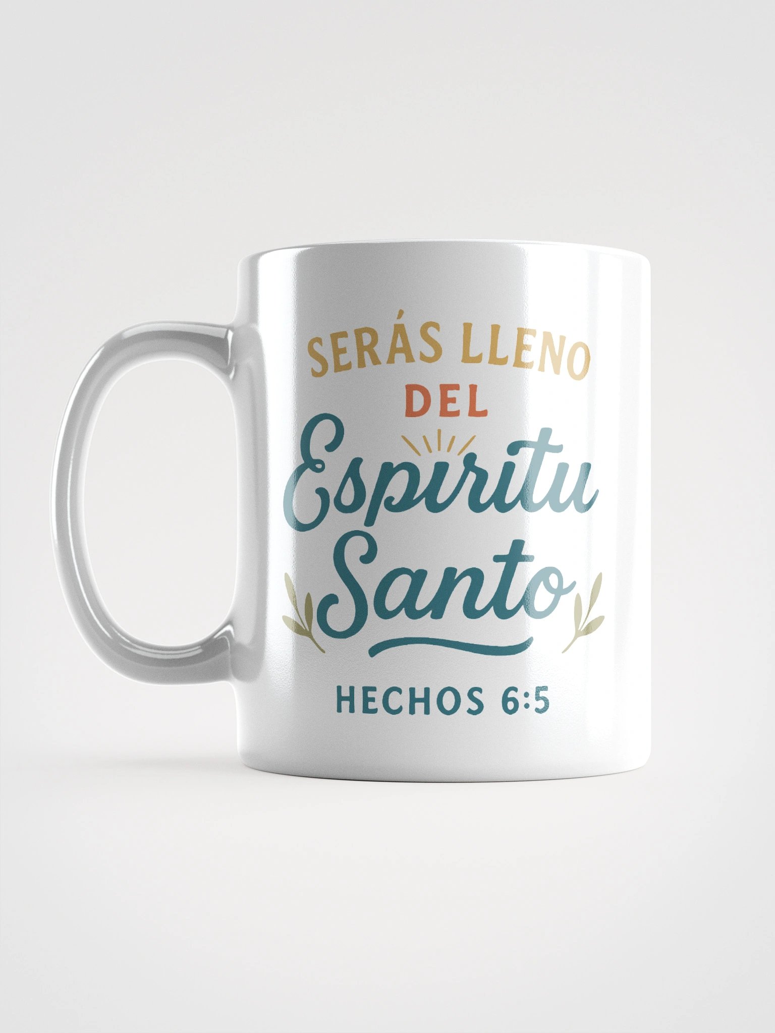 White Christian Mug – “Serás Lleno del Espíritu Santo” – Spanish Acts 6:5 product image (1)