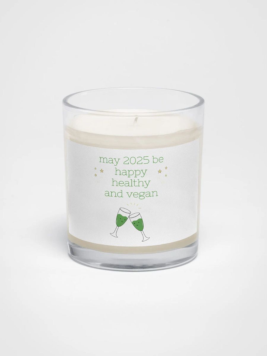“Happy, Healthy, and Vegan 2025” Soy Wax Glass Jar Candle product image (1)