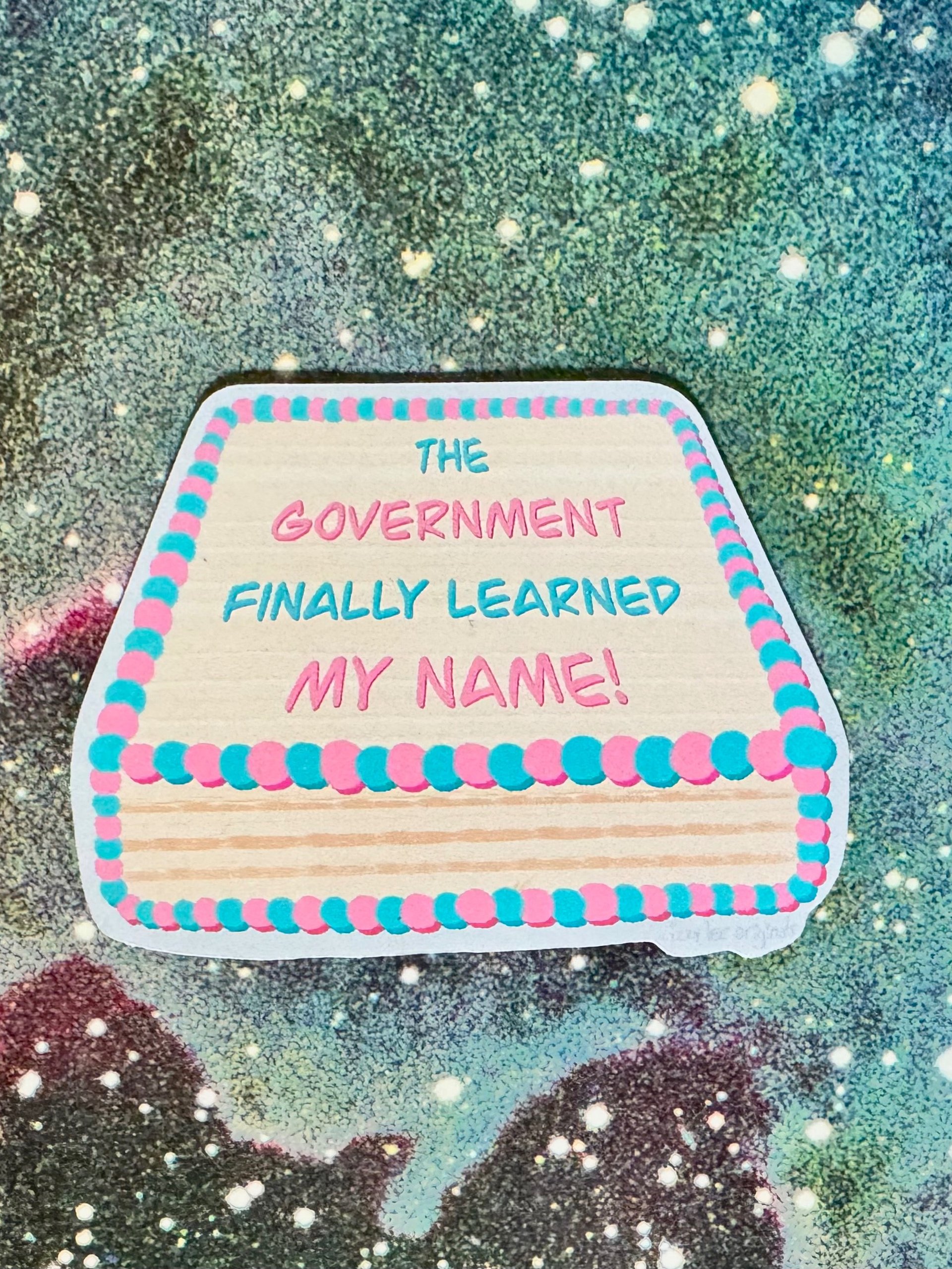 Name Change Celebration Cake Sticker product image (1)