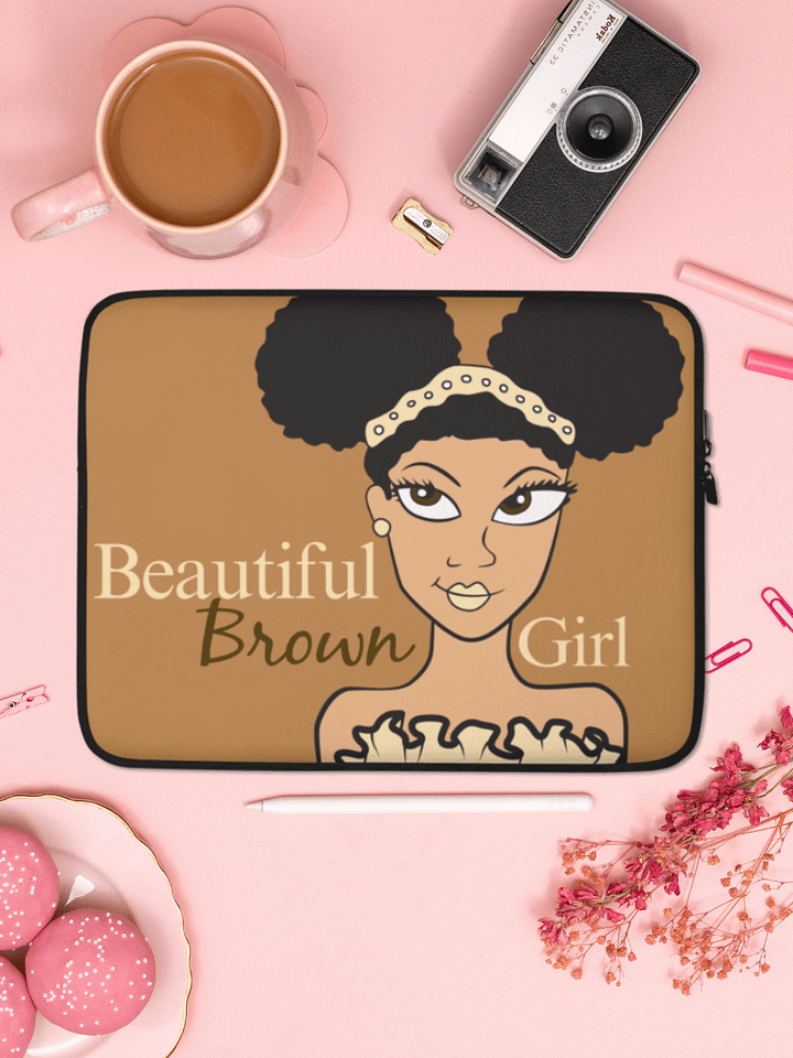Cream Beautiful Brown Girl Laptop Sleeve product image (1)