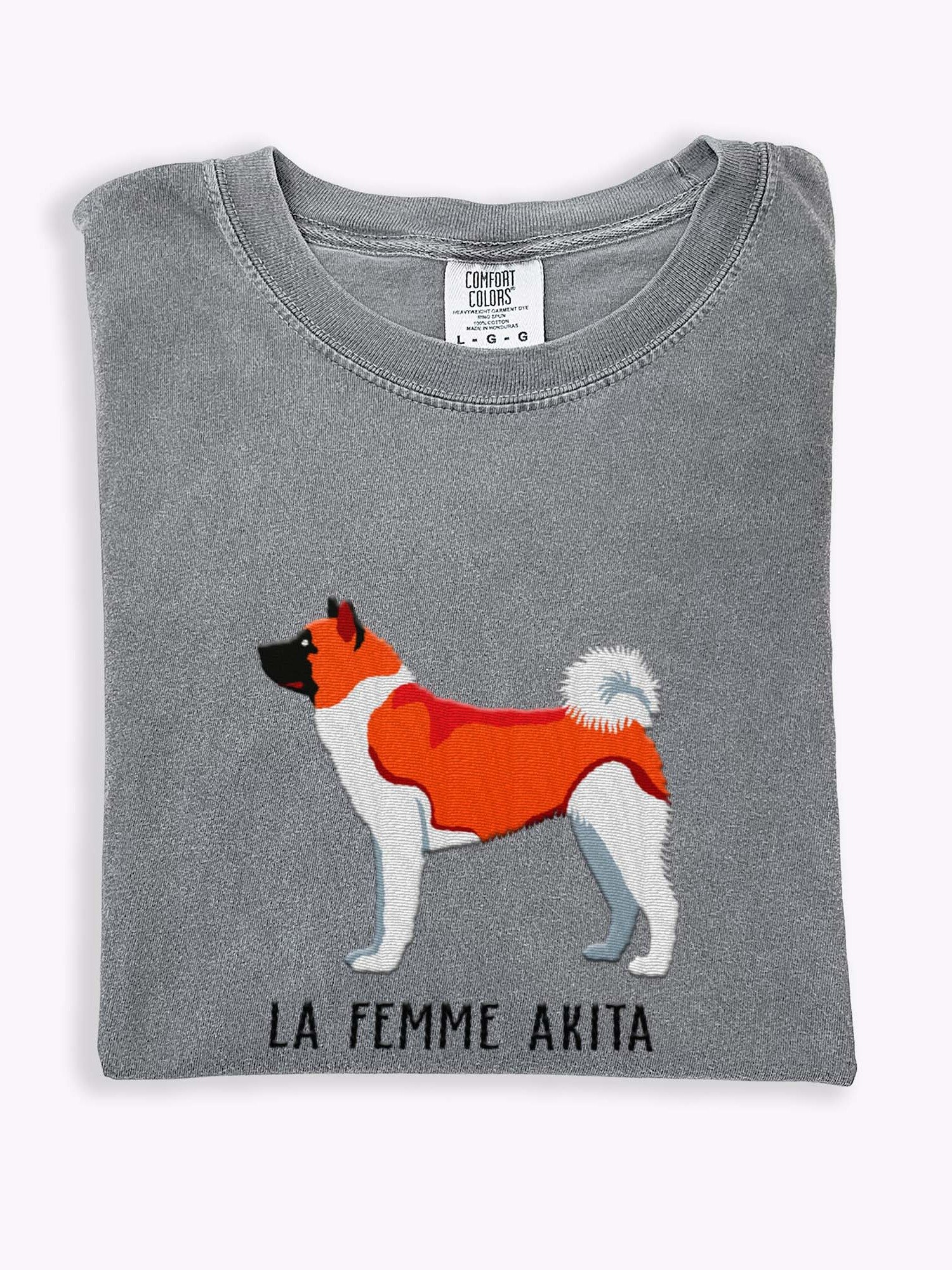 La Femme Akita T-Shirt(Embroidered) of an American Akita(Red) product image (1)