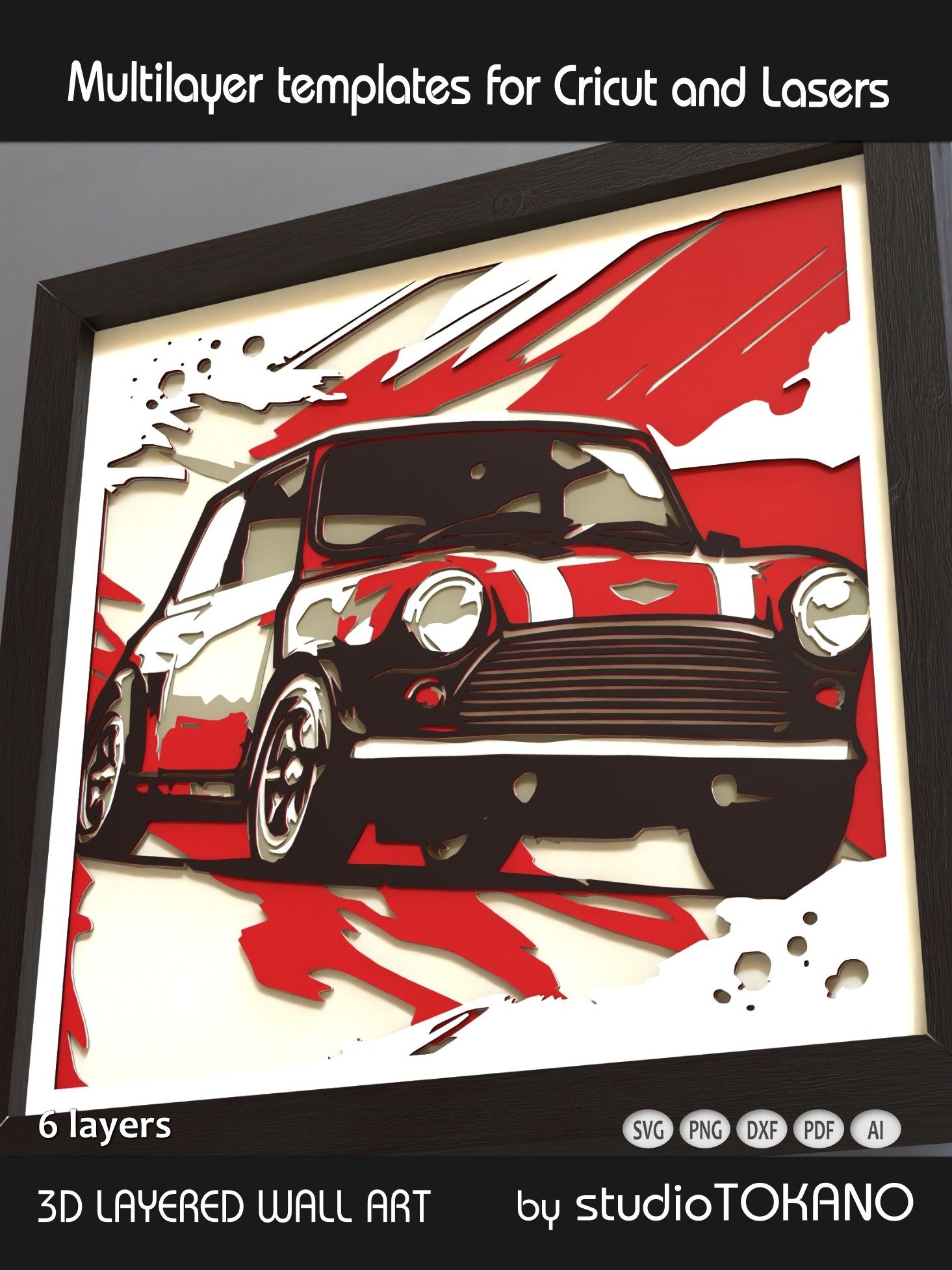 Mini Cooper 3D Layered Car SVG product image (4)