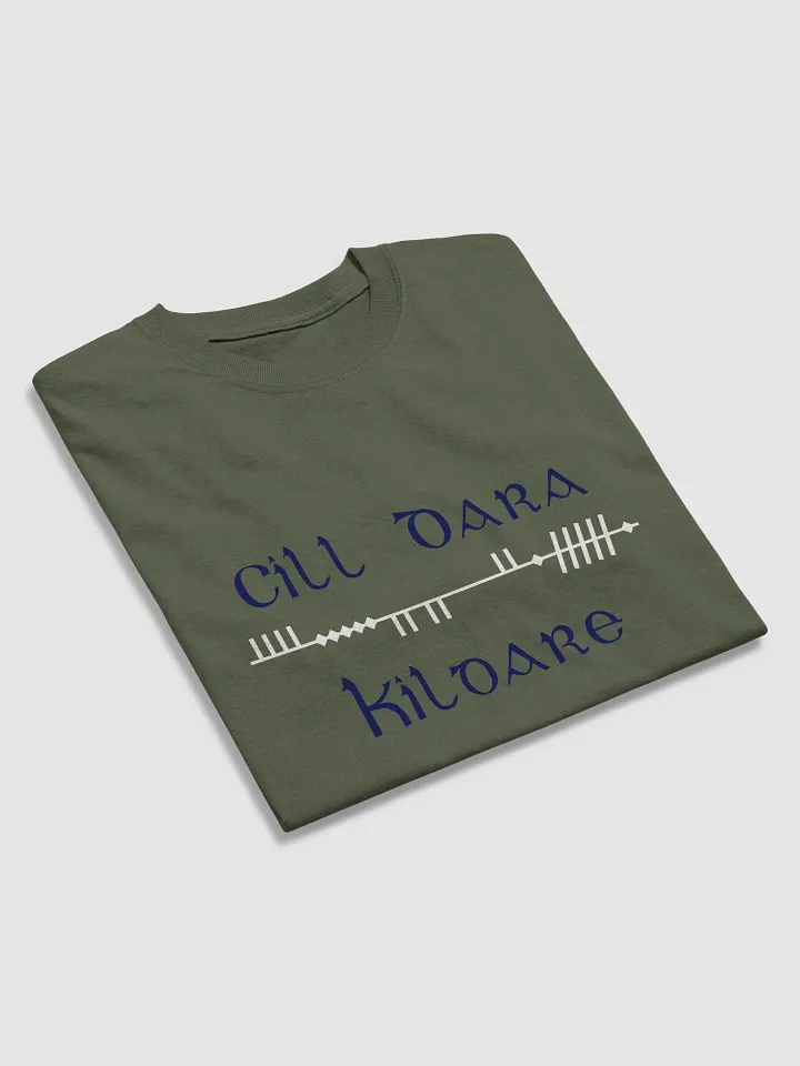 Kildare/Cill Dara, Scholastic style Ogham, white and navy, printed T-shirt product image (62)