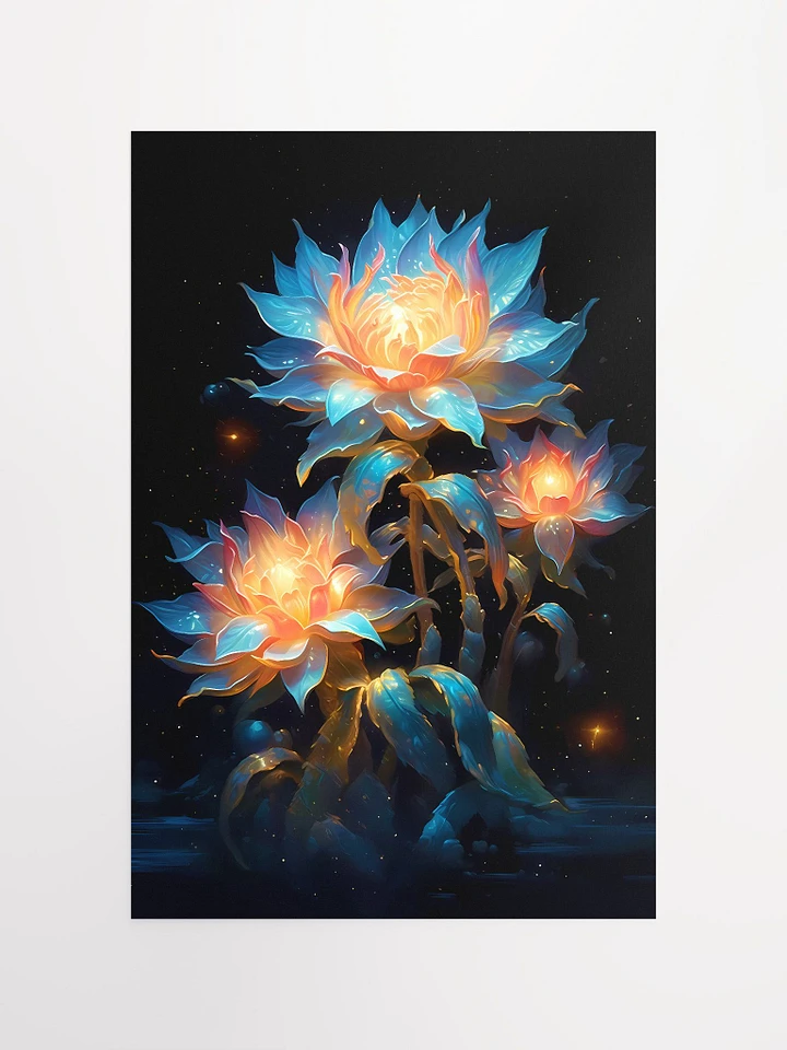 Celestial Flames: Ethereal Glowing Flowers Art Print Matte Poster product image (2)