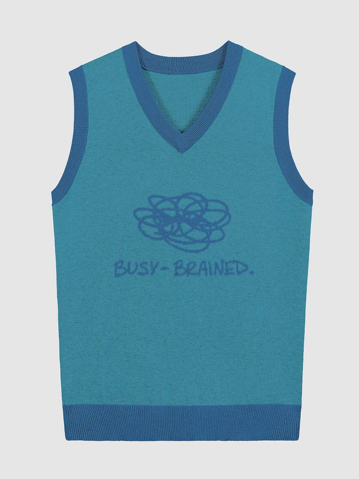 BUSY-BRAINED (lg. design, teal and blue) knitwear vest product image (1)