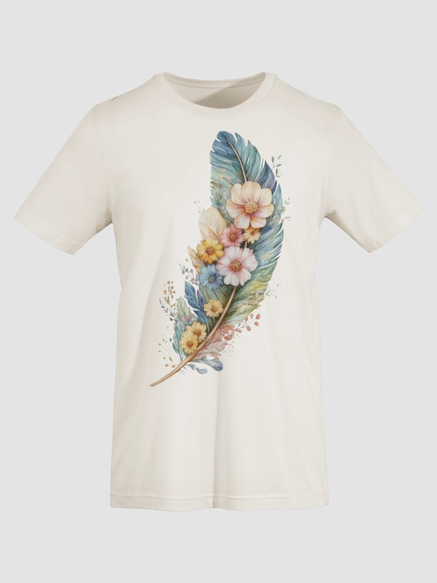 Feather and Floral Watercolor T-Shirt product image (4)