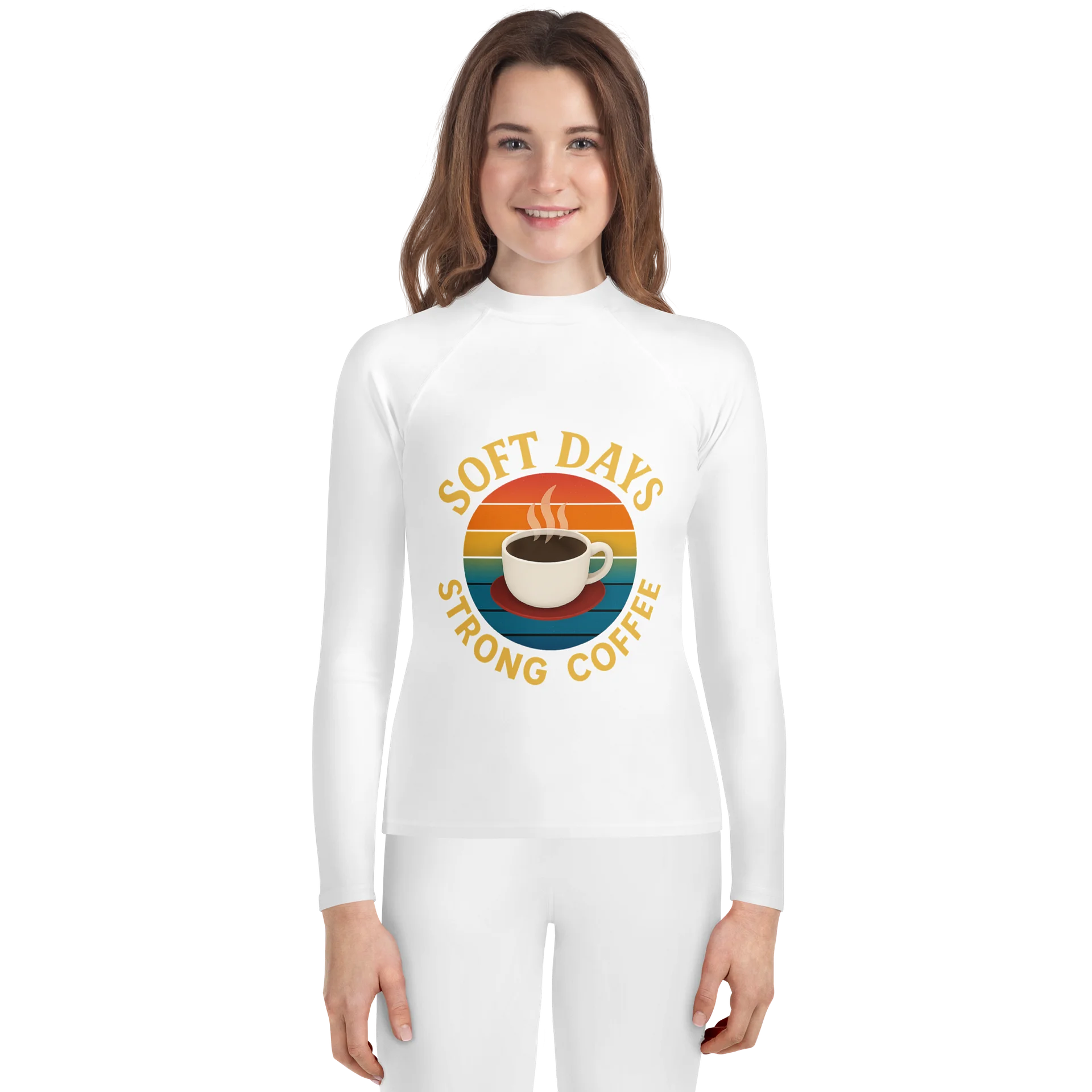 Rainbow Retro Coffee Youth Rash Guard product image (1)