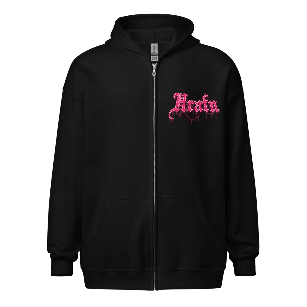 Hrafn Gothic Logo (Hot Pink) Zip Hoodie product image (1)