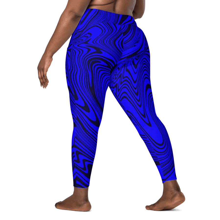 Leggings with Pockets - Abstract Blue Swirls product image (9)