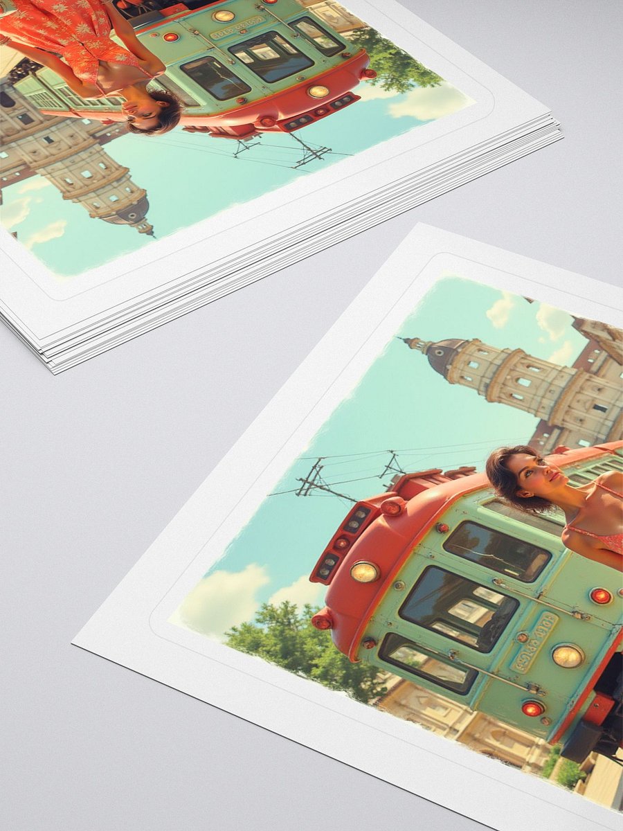 Floral Wanderlust Sticker – Retro Tram Travel Vibe product image (4)
