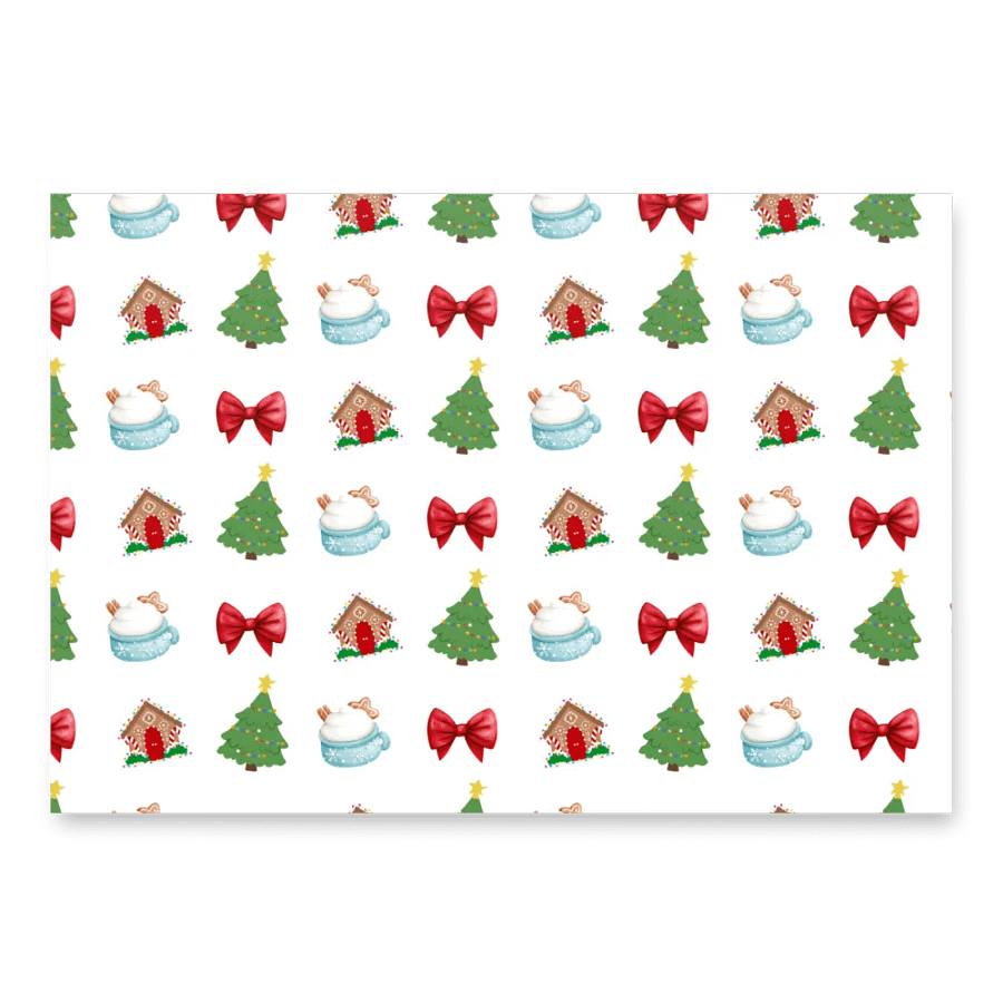 Christmas Cheer Wrapping Paper Set (3 Sheets) - Holiday Icons, Snowmen & Penguins, Festive Dots product image (1)
